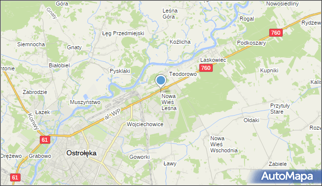 mapa Nowa Wieś Leśna, Nowa Wieś Leśna na mapie Targeo